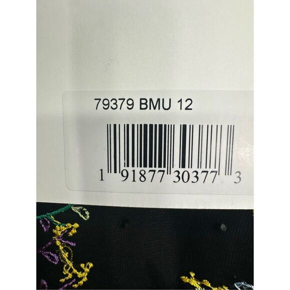 Mac Duggal NWT size 12 black EMBROIDERED ILLUSION GOWN style 79479 - Picture 11 of 16